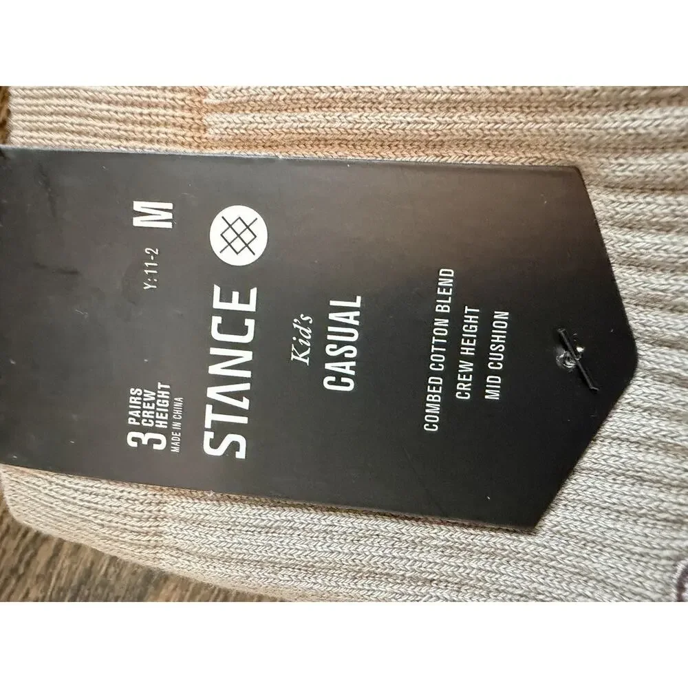 Stance Kids Casual COMBED COTTON BLEND CREW MID CUSHION Socks Youth M 6 Pairs